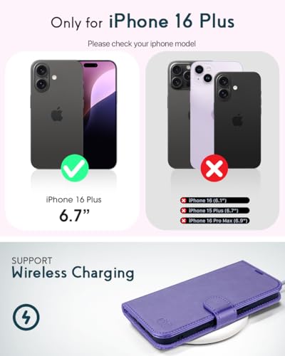 OCASE for iPhone 16 Plus Wallet Case, PU Leather Crossbody Phone Case with Removable Shoulder Strap, Kickstand, RFID Blocking Card Slots, Flip Folio Phone Cover 6.7 Inch 2024, Purple - color: Purple, size: iPhone 16 Plus
