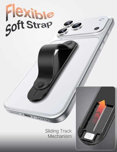 GripMate Phone Grip Holder, Finger Strap Stand, Metal Aluminum Alloy Kickstand with Soft TPU Loop - Universal Ultra Slim Comfortable Hand Grip for iPhone Samsung and Most Smartphones, Black - color: Black