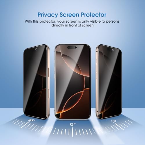 amFilm OneTouch for iPhone 16 Pro Max Privacy Screen Protector 6.9'' 2024 - size: 16P-6.9”