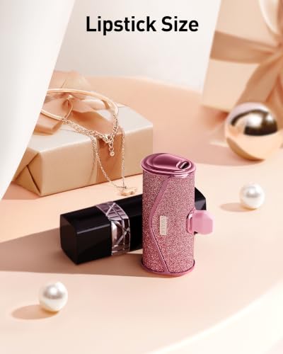 iWALK Upgraded Sparkly Portable Charger 22.5W, 5000mAh Power Bank for iPhone 18 Pro/17/16/15 Series, Mini Battery Pack with Built-in USB-C Connector Compatible with Samsung S25/24, iPad Pro/Air, Pink - color: Pink