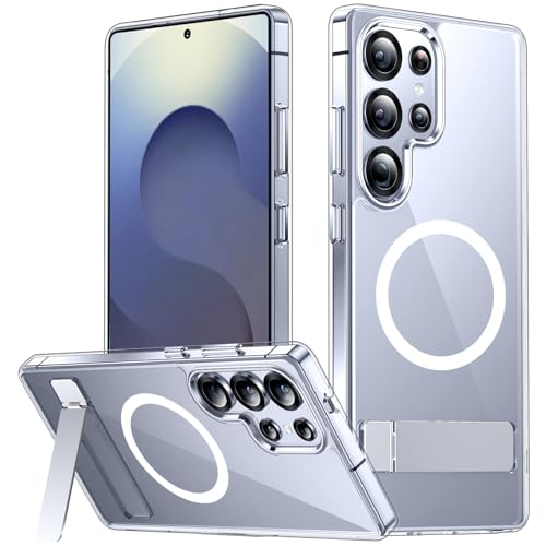 SPIDERCASE for Samsung Galaxy S25 Ultra Case, Magnetic with [3 Stand Ways][ Military Grade Drop Protection] with Invisible Stand Shockproof Slim Case for Galaxy S25 Ultra 5G 6.9'',Clear - color: Clear, size: S25 Ultra