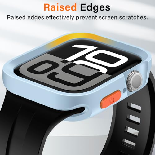 Amizee Rugged Case Compatible with Apple Watch Case Series 11/10 42mm, Soft TPU Shockproof Bumper Drop Proof Protective Cover Compatible with iWatch - Light Blue - color: Light Blue, size: 42 mm