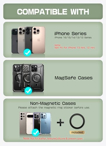 SUPCASE for MagSafe Wallet with Stand, Hold 6 Cards, Carbon Black - color: Carbon Black