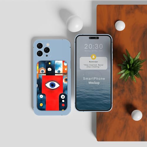 Phone Credit Card Holder Stick on, Cell Phone Pocket Self Adhesive Stretchy Stick on Wallet ID Credit Card Case Pouch Sleeve with Flap for All Smartphones, Artistic Eyes - color: Artistic Eyes