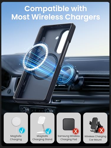 i-Blason for Samsung Galaxy Z Fold 7 Case [9H+ Tempered Glass Screen Protector] [MagSafe Compatible] [Hinge Protection & Kickstand] Full-Body Protective Magnetic Phone Case for Z Fold 7 (Frost Black) - color: Frost Black