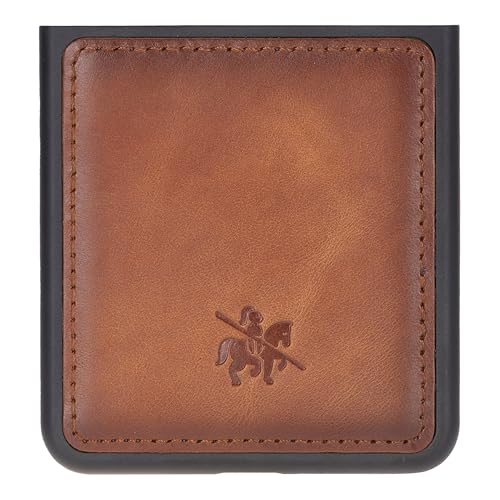 Venito Lucca Leather Case for Samsung Galaxy Z Flip 7 | Handcrafted Full Grain Premium Leather, Slim Protective Design, Drop/Impact Resistant Phone Cover, Antique Brown* - color: Antique Brown, size: Samsung Galaxy Z Flip 7