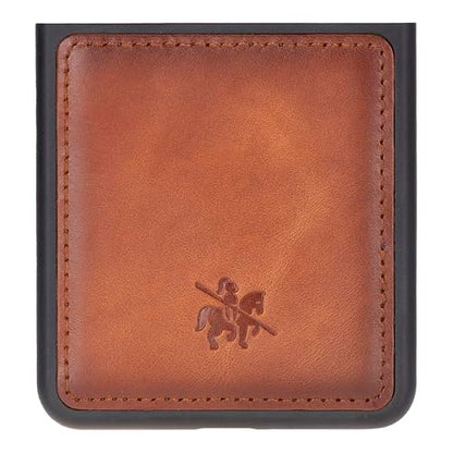 Venito Lucca Leather Case for Samsung Galaxy Z Flip 7 | Handcrafted Full Grain Premium Leather, Slim Protective Design, Drop/Impact Resistant Phone Cover, Antique Brown* - color: Antique Brown, size: Samsung Galaxy Z Flip 7