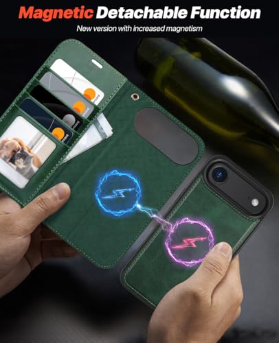 OCASE for iPhone Air Detachable Wallet Case with Card Holder, 2 in 1 PU Leather Flip Folio with RFID Blocking Stand Wrist Strap Shockproof Phone Cover 6.5 Inch 2025, Blackish Green - color: Blackish Green, size: iPhone Air