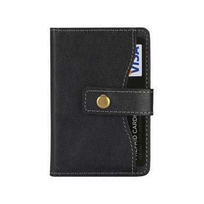 Ultra-Thin Magnetic Wallet Card Holder, Black | For iPhone and All MagSafe Protective Cases, Premium PU Leather, Powerful Magnetic Closure, Stand Function, 6 Card Slots - color: Black