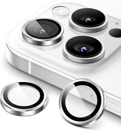 Camera Protector Metal Ring for iPhone 16 Pro/iPhone 16 Pro Max HD Tempered Glass Individual Lens Protective Cover, Silver - color: Silver