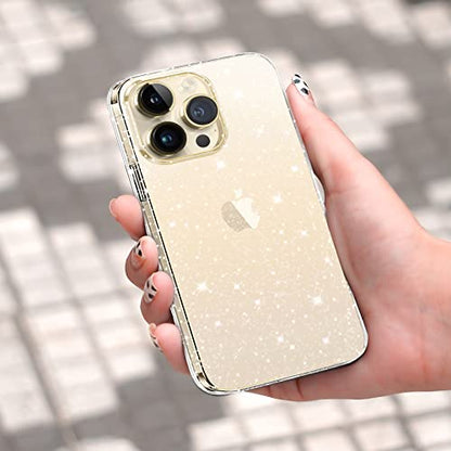JJGoo Compatible with iPhone 13 Pro Max Case, Clear Glitter Sparkle Bling Slim Bumper Cover Soft Shockproof Phone Cases for iPhone 13 Pro Max (6.7 inch) - color: Clear Glitter