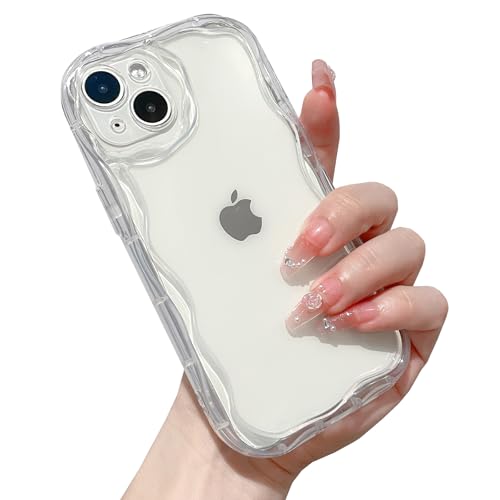 for iPhone 14 Pro Case Simple Curly Wavy Frame Design, Silicone Cute Glossy Aesthetic Wave Thin Slim Fit Soft TPU Protective Phone Case for iPhone 14 Pro Cover Women Girls, Clear - color: Clear, size: iPhone 14 Pro
