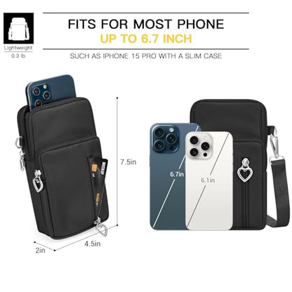 YINHEXI Small Crossbody Bags for Women Trendy, Mini Triple Compartment Cell Phone Crossbody Wallet Purses - color: Black-02