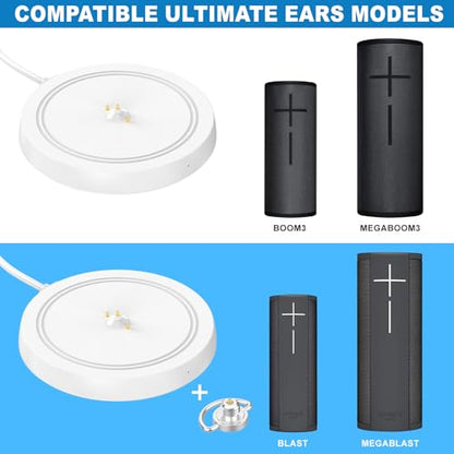 Power Up Charging Dock Compatible with Ultimate Ears UE Boom 3/Megaboom 3/Blast/Megablast(Wall Charger and 5 Feet Cable Included) White(Not for Boom4/Megeboom 4) - color: White