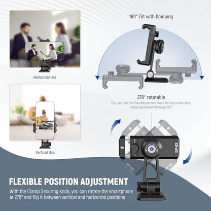 NEEWER Metal Phone Tripod Mount Adapter with Arca QR Base, Cold Shoe