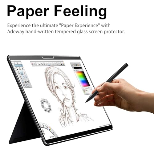 Adeway Paper Glass Screen Protector for Surface Pro 12 inch (2025) – Glass & Paper 2 in 1, 9H Strong Protection, Paper Feel, Anti-Glare, Compatible with Surface Pen, 2 Pack