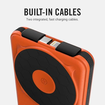 Ridge 20W Magnetic Power Bank Battery Pack 10,000mAh - Fast Charging - Portable Charger Flight-Safe Travel Powerbank - Built-in Cables & Magnetic Attachment (Basecamp Orange) - color: Basecamp Orange