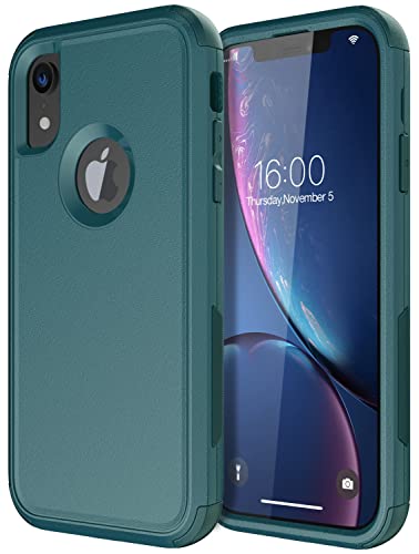 Diverbox for iPhone Xr Case [Shockproof] [Dropproof] [Dust-Proof],Heavy Duty Protection Phone Case Cover for Apple iPhone XR (Dark Green) - color: Dark Green-3in1