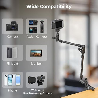 SMALLRIG 22" Magic Arm Clamp, Overhead Phone Mount Holder Stand, Camera Arm - style: Double Ball Joints