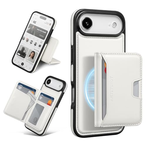 Antsturdy Compatible with MagSafe iPhone 17 Air Wallet Case,Beige | 2 in 1 Detachable Magnetic,Credit Card Holder Slots,RFID Blocking,PU Leather,Kickstand,Flip Folio Phone Cover for Men & Women - color: Beige, size: iPhone 17 Air - 6.5"
