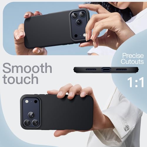 JETech Silicone Case for iPhone 17 Pro Max, Black | Silky Soft Touch, Shockproof Protection, Scratch Resistant, Microfiber Lining - color: Black, size: iPhone 17 Pro Max