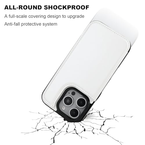 ONETOP for iPhone 16 Pro Wallet Case with Credit Card Holder,White | Kickstand,ID/Cash Holder,Case Wallet with Card Slots,Double Magnetic Clasp,Durable PU Leather Shockproof Cover for Women Men - color: White