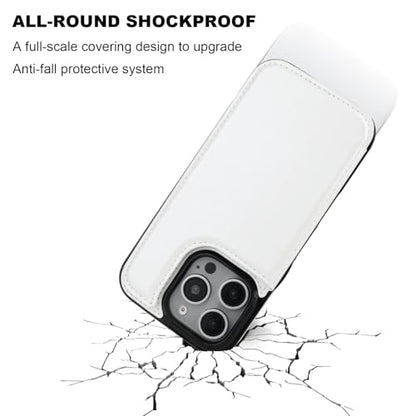ONETOP for iPhone 16 Pro Wallet Case with Credit Card Holder,White | Kickstand,ID/Cash Holder,Case Wallet with Card Slots,Double Magnetic Clasp,Durable PU Leather Shockproof Cover for Women Men - color: White