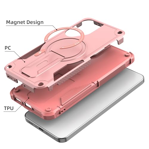 for Galaxy A37/A36-5G Case Military-Grade Dropproof Phone/Invisible Kickstand with MagSafe/HD Screen Protector, Protective Magnetic Phone Cover for Samsung Galaxy A37 4G/5G&A36 5G (Pink) - color: Pink