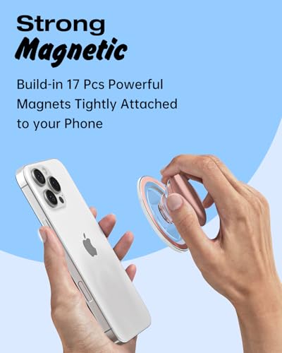 Svanove Magnetic Cell Phone Grip Compatible with Magsafe, Collapsible Phone Stand Holder Round Expanding Kickstand for iPhone Samsung Mobile Phones, Cute Soft Silicone Glossy Jelly, Light Pink - color: Pink, style: Magnetic
