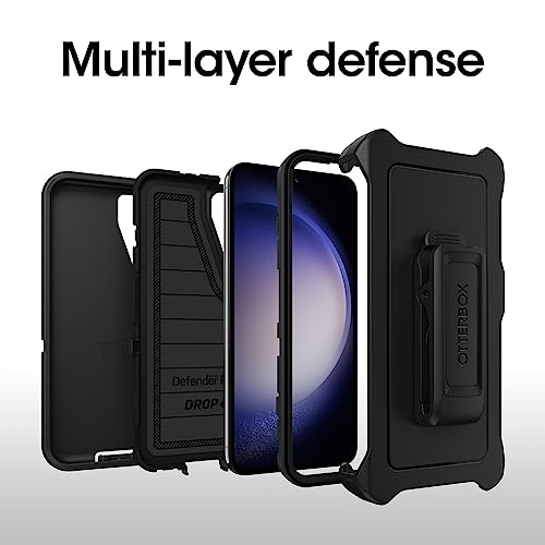 OtterBox Galaxy S23 (Only) - Defender Series Case - Black, Rugged & Durable - with Port Protection - Includes Holster Clip Kickstand - Microbial Defense Protection - Non-Retail Packaging - color: Black