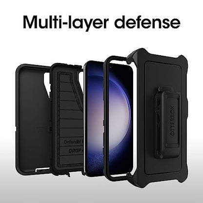 OtterBox Galaxy S23 (Only) - Defender Series Case - Black, Rugged & Durable - with Port Protection - Includes Holster Clip Kickstand - Microbial Defense Protection - Non-Retail Packaging - color: Black