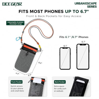 Cell Phone Bag with Strap Lightweight Crossbody Phone Purse with Nylon Lanyard Fits iPhone 12-17 for Travel Casual Walking - color: Black