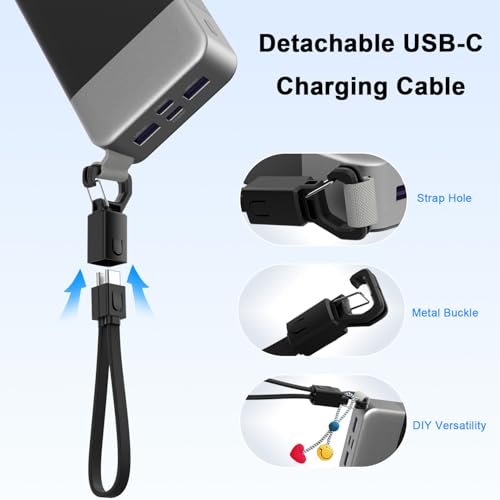 NOBIS Portable Charger 20000mAh 65W Power Bank w/Detachable Cable - color: Black