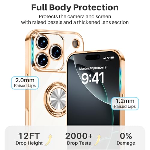 Dinick White for iPhone 17 Pro Case with Ring Holder Kickstand - color: White, size: 6.3'' iPhone 17 Pro