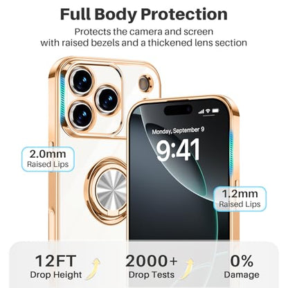 Dinick White for iPhone 17 Pro Max Case with Ring Holder Kickstand - color: White, size: 6.9'' iPhone 17 Pro Max