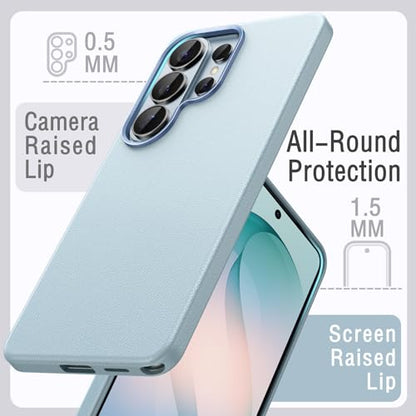 JETech Vegan Leather Case for Samsung Galaxy S26 Ultra, Omphalodes | Compatible with MagSafe, Anti-Slip Grip Phone Cover, Metal Button, Soft Microfiber Lining - color: Omphalodes, size: Galaxy S26 Ultra
