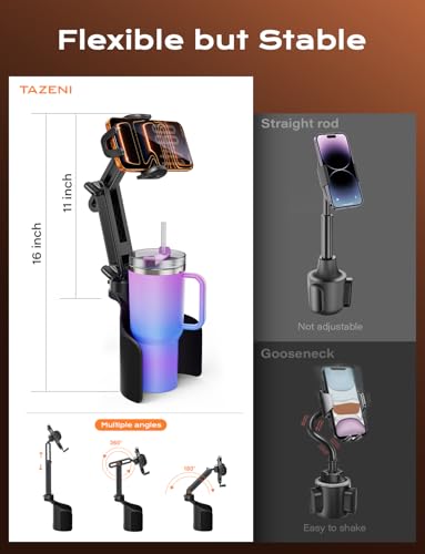 TAZENI 2-in-1 Cup Phone Holder for Car, with 2 Sizes Hollow Bases