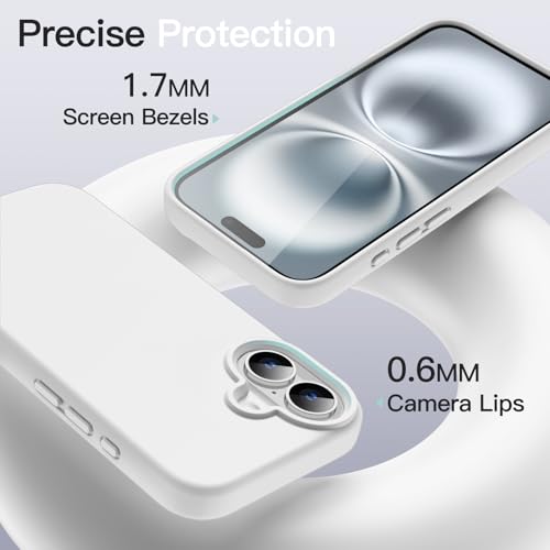 JETech Silicone Case for iPhone 16, White | Silky Soft Touch, Shockproof Protection, Scratch Resistant, Microfiber Lining - color: White, size: iPhone 16