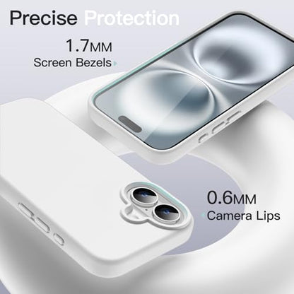 JETech Silicone Case for iPhone 16, White | Silky Soft Touch, Shockproof Protection, Scratch Resistant, Microfiber Lining - color: White, size: iPhone 16