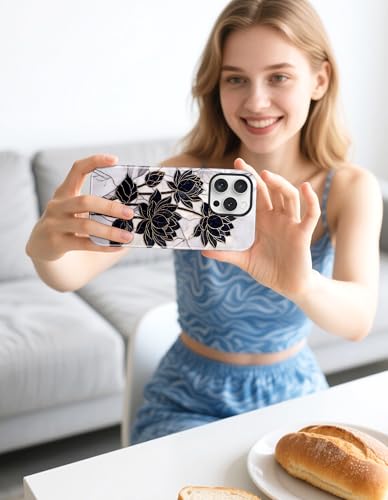 Jusy Magnetic Stained Glass Floral Case for iPhone 16e/17e, Black Lotus | Compatible with MagSafe, Cute Aesthetic Flower Design, TPU and PC Protective Phone Cover - color: Black Lotus