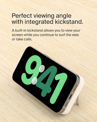 Belkin 8000mAh 15W Qi2 MagSafe Power Bank with Kickstand | Wireless Charging Battery Pack, iPhone 17, Air, Pro, Pro Max, AirPods, Apple Watch, Google Pixel 10, Built-in Stand, Magnetic - color: White, style: 8K mAh