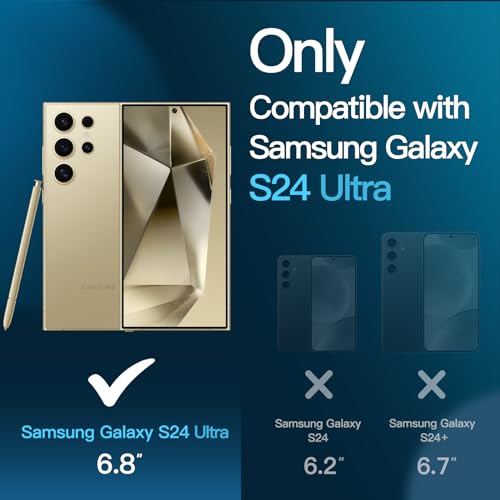 JETech Full-Coverage Screen Protector for Samsung Galaxy S24 Ultra, 3-Pack | Black Edge Tempered Glass, Easy Installation Tool, HD Clear, Case-Friendly - size: Galaxy S24 Ultra