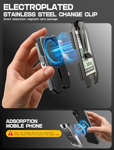 i-Blason for MagSafe Wallet with Stand & Money Clip, 6-Card Holder, Silver - color: Silver, size: with Money Clip
