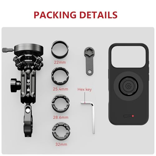 Motorcycle Phone Mount with Vibration Dampener Anti-theft 0.87''-1.26'' Handlebar Phone Mount for iPhone 17 Pro Max Aluminum Alloy Handlebar Mount High-Speed Secure Lock