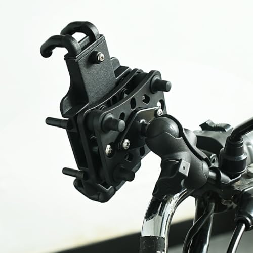 Ipetboom Motorcycle Phone Holder with Vibration Dampener, Anti-Shake Bike Phone Bracket for Motorbike and Bicycle Handlebar Mount, Compatible with Smartphones, Suitable for Cycling