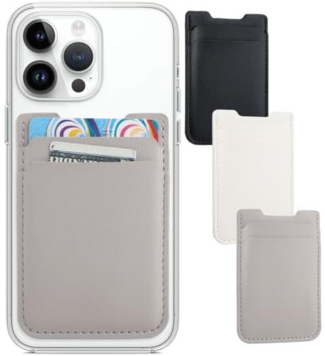 Fulgamo Phone Wallet Stick on,Card Holder for Phone Case,Phone Card Holder - color: White,Grey,Black