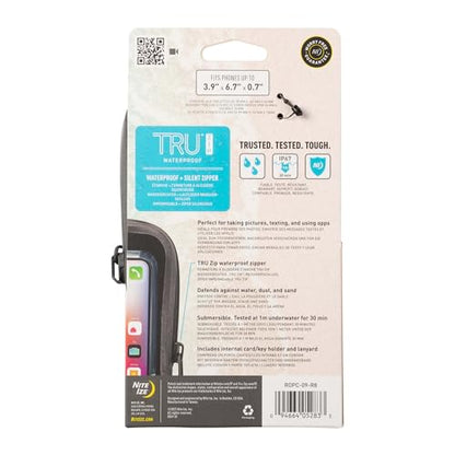 Nite IZE Runoff Waterproof Phone Case with TRU Zip Technology - IP67 Waterproof Phone Case & Lanyard - Poolside & Beach Accessories for Cell Phone - Charcoal