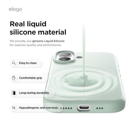 elago Premium Magnetic Silicone Case for iPhone 17 Mint | Compatible with MagSafe, Liquid Silicone Material, Protection, Shockproof, Slim Phone (Mint) - color: Mint, size: iPhone 17