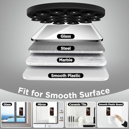Magnetic Suction Cup Phone Mount with MagSafe, Silicone Hands-Free Grip Holder for iPhone Case and Android, Mirror Shower Phone Stand for Makeup FaceTime Gym Kitchen Bathroom, Black - color: Black