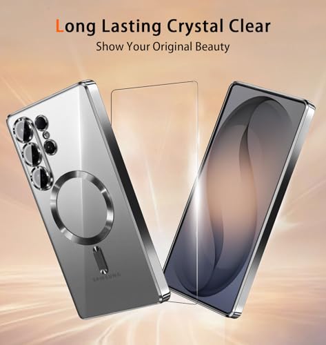 Magnetic for Samsung Galaxy S26 Ultra Case with 2X Screen Protector & Full Camera Cover,Fit with MagSafe,Plating Soft Glossy Luxury Shockproof Women Girls Phone Cases for Galaxy S 26 Ultra ,Black - color: Black-S26 Ultra